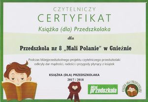 certyfikat Książka Przedszkolaka